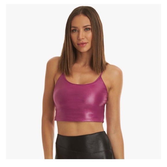 Koral Leah Infinity Lustrous Shiny Sports Bra Tank in Rose Orchid Sz small NWOT - Picture 3 of 11